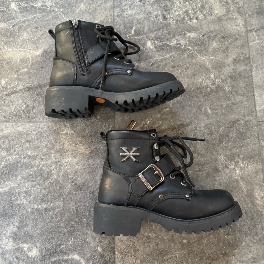 Xelement Black Leather Lace Up Boots Oil Resistant Style 2451 Size 7.5